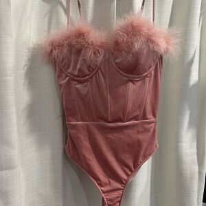 Windsor Pink Chemise with Feather Trim